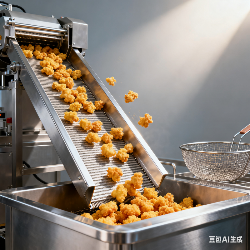 鸡米花油炸机生产线：出料方式如何选？(图4)