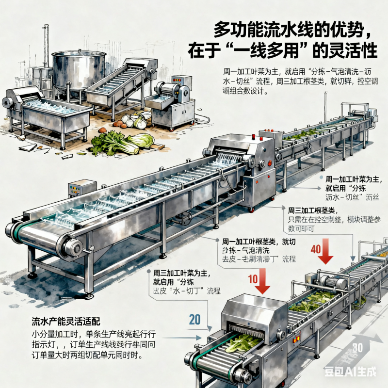 多功能净菜加工设备流水线，如何兼顾多样加工需求？(图4)