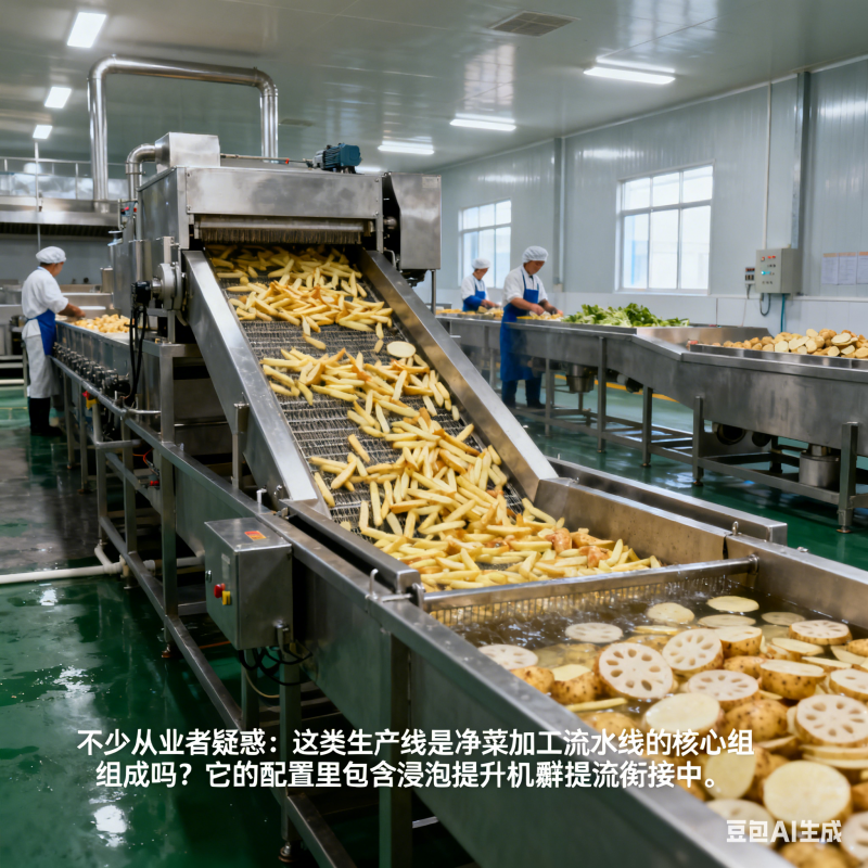 薯条藕片裹浆油炸线：是核心设备吗？含浸泡提升机吗？